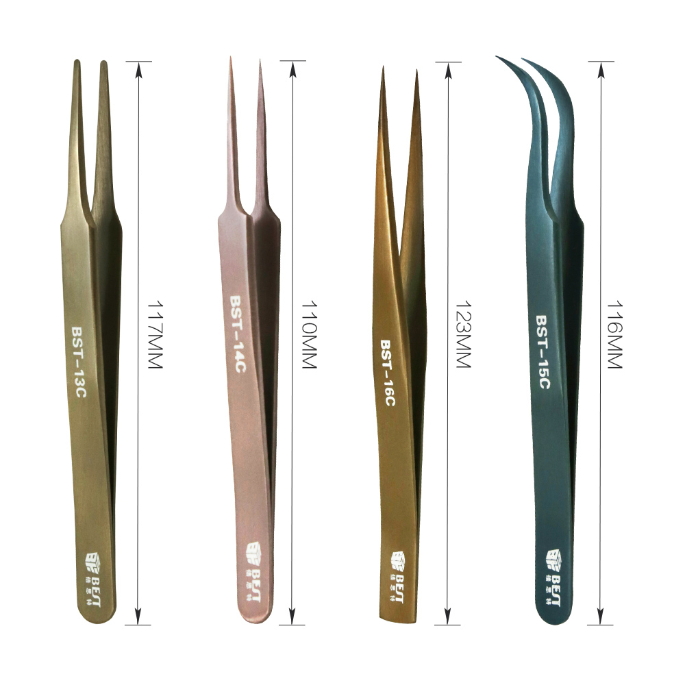 1Pc Universal Anti-Static Pointed Tweezers Color Plated Stainless Steel Tweezers Antacid Repair Tool For Mobile Phone