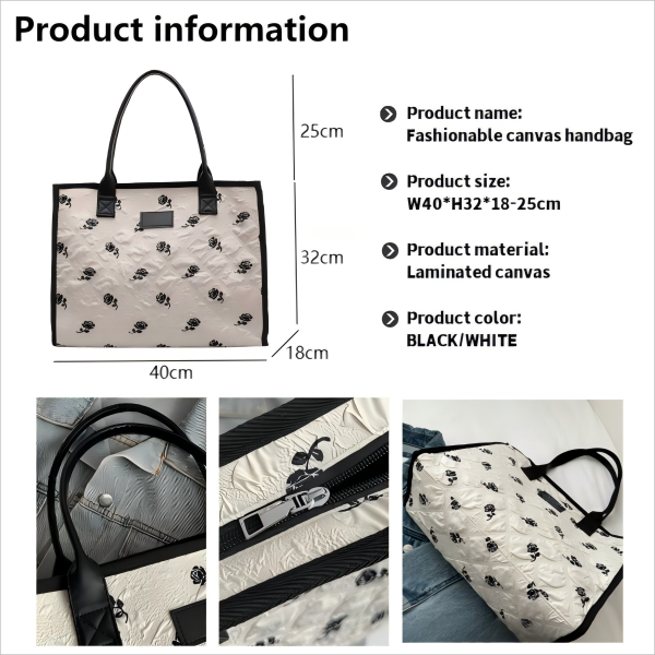 Large-capacity women's canvas shoulder bag
