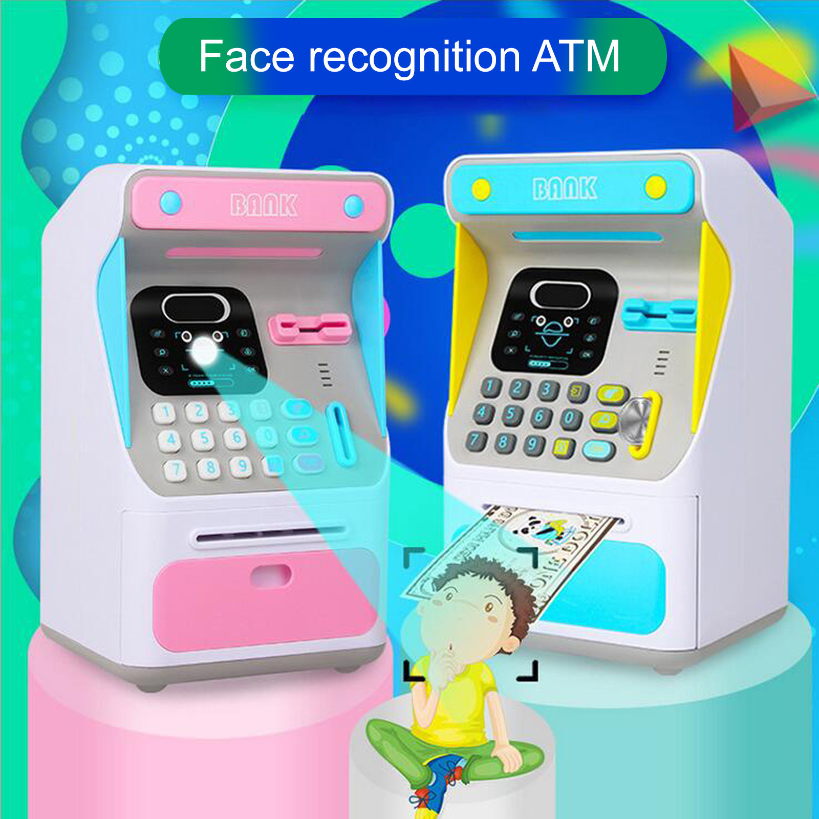 Mini Pink Atm Bank Toy Digital Cash Coin Storage Save Money Box Atm Bank Machine Money Saving Piggy Bank Kids Gift#G30