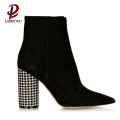 heeled black short heel boots for women