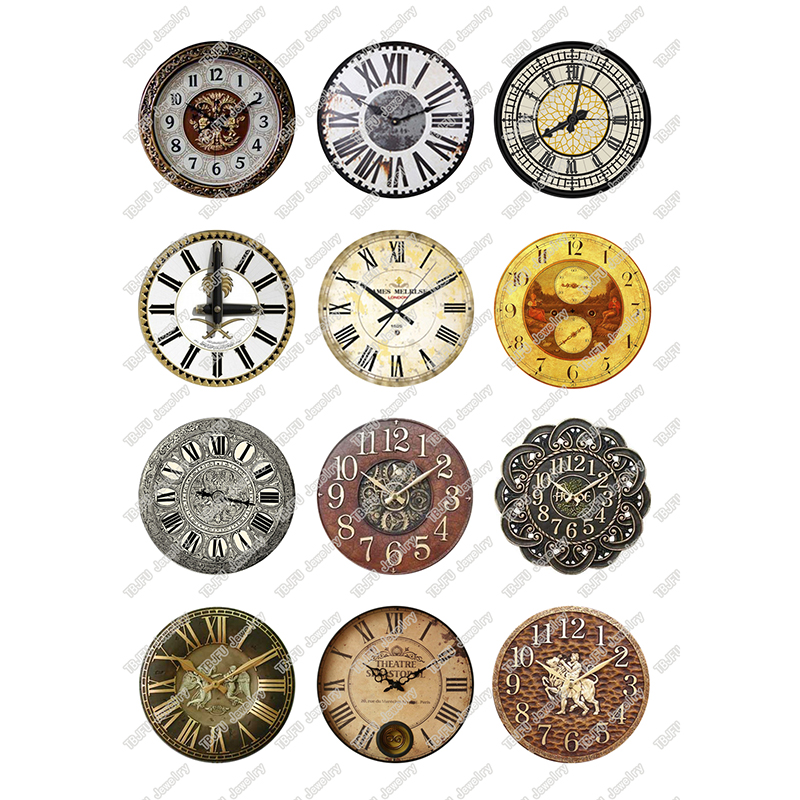 24pcs/lot Round Retro Clock Pocket Watch Pattern Glass Cabochon 10mm 12mm 25mm for DIY Jewelry Making Findings & Components T126