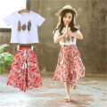 Summer Girls Clothes Sets Baby Girl Short Sleeve Shirt Top+Shorts Suit Kids Clothing Leaves Printed Children's Clothes