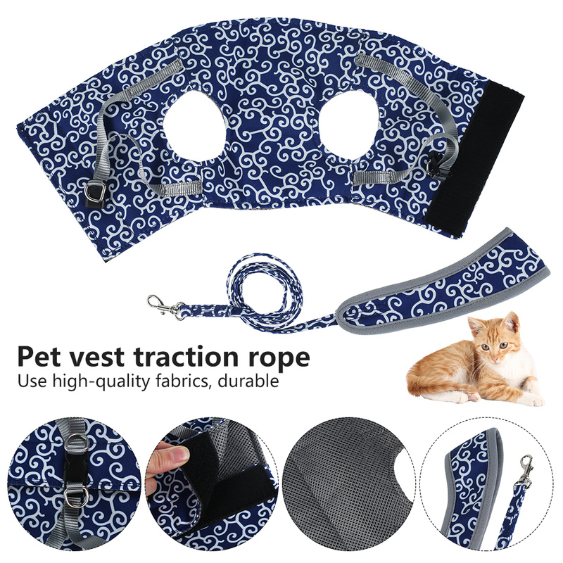 Pet Cat Vest Harness Canvas Fabric Travel Outdoor Walking Leash Set Harness Small Kitten Removable Vests Cat Supplies