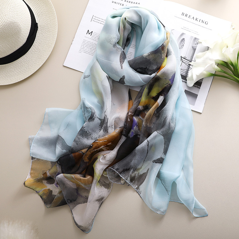 Solid and Print Patchwork Silk Scarves Women 2020 New Brand Designer Shawls and Wraps Large Pashmina Lady Travel Beach Towel