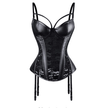 Sexy Corset Lingeries PU leather Korse Suspender Gorset Padded Cup Korsett Plus Size Lace Bustier Night Club Wear Corselet Sexi