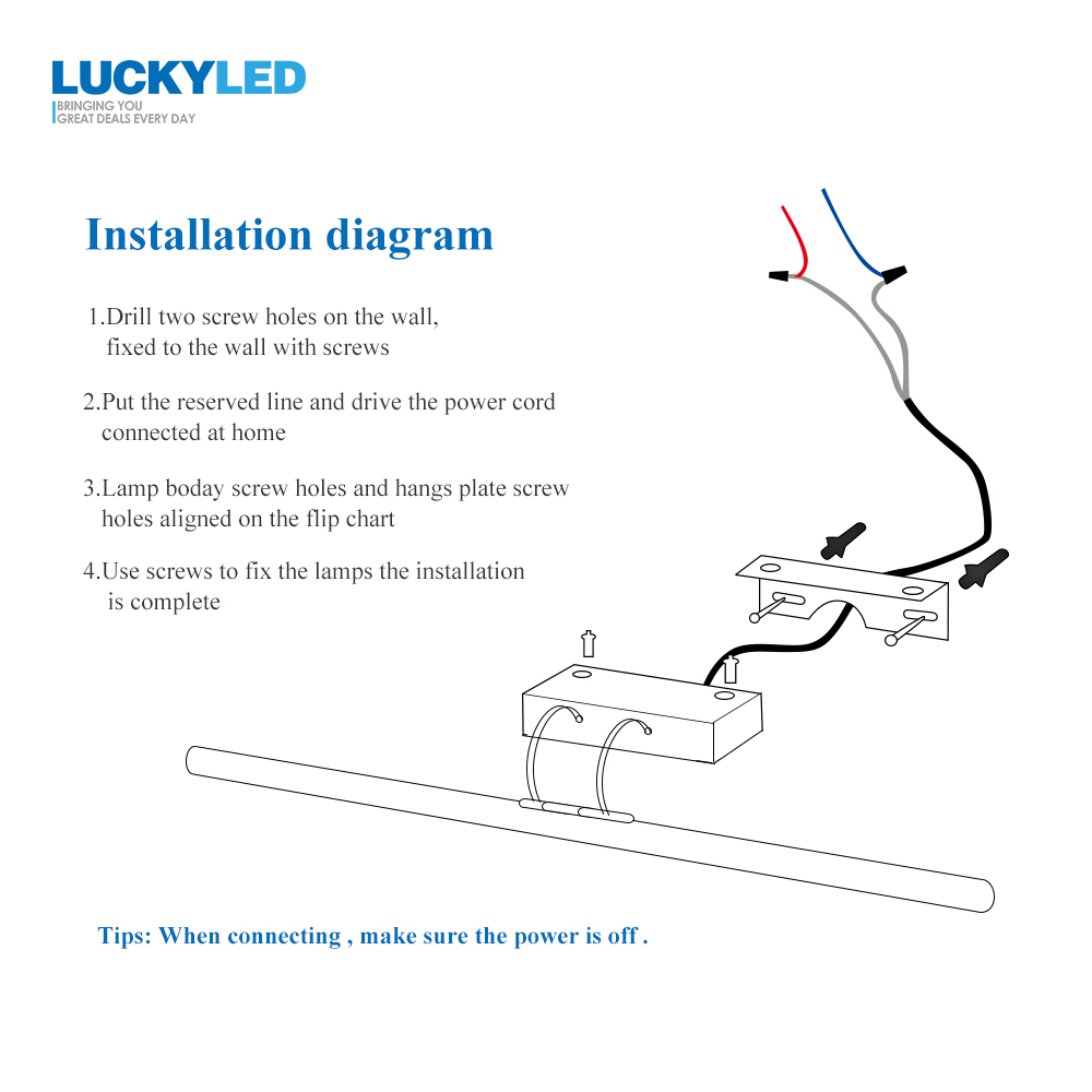 LUCKYLED Dimmable Led Wall Lamp 8W 12W AC85-265V Mirror Light Bathroom Vanity Light Sconce Wall Light Fixture for Living Room