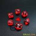 Bescon Mini Translucent Polyhedral RPG Dice Set 10MM, Small RPG Role Playing Game Dice Set D4-D20 in Tube, Transparent Red