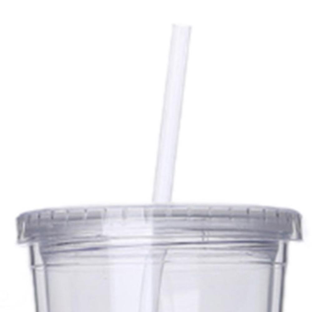 Dome Lids Acrylic Double Layer Drink Cups with Straw Reusable Clear Water Bottle Transparent Fruit Cup Portable Cups Outdoor
