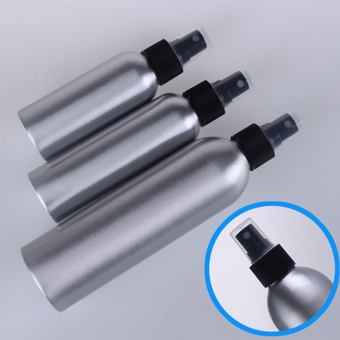 HOT 1PC 30ml 50ml 100ml Aluminium Spray Atomiser Bottle Refillable Empty Bottles Black Pump Atomizer For Cosmetic Packaging Tool