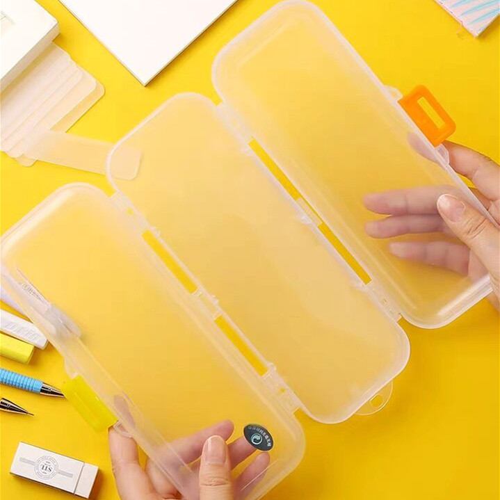 2020 High-capacity Pencil Case Double Layers Transparent Pencil Box Desktop Organizer Storage Box Pencilcase School Stationery