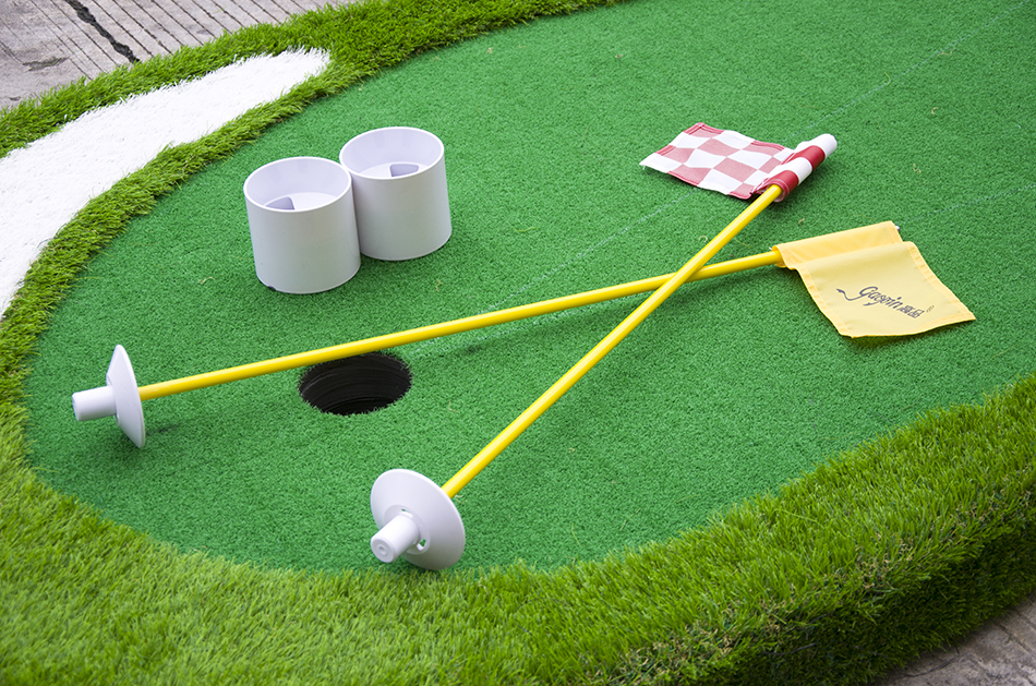 golf putting green cups and flags