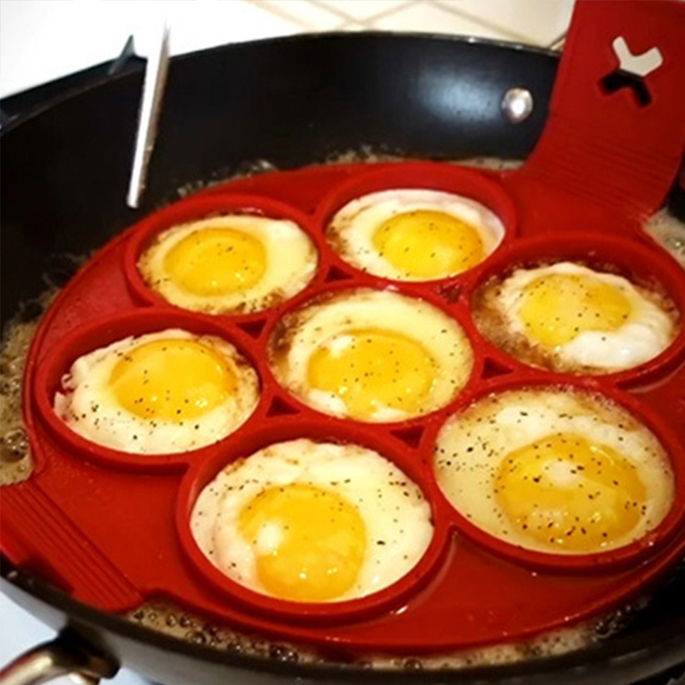 1Pcs Pancake Maker Nonstick Silicone Pancake Mold 7 Holes Regular Round Egg Frying Form Flip Cooker For Pancakes Kitchen Helpers