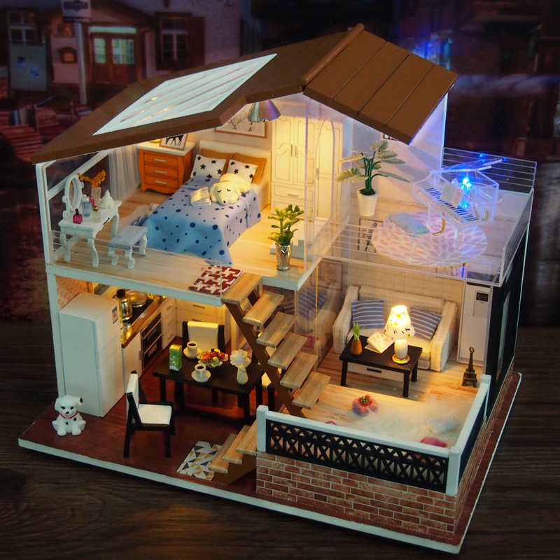 Diy Doll House Wooden Diy Crafts Miniature Dollhouse Furniture Kit Diy Toy House For Boy & Girl Educational Diy Toy Craft