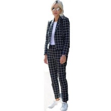 Women Pant Suits Black And White Plaid Women Groom Tuxedos Shawl Lapel Suits For Women One Button Business Women Work Suits