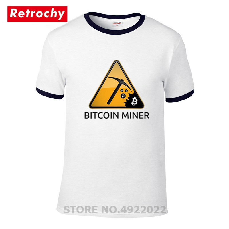 New Fashion Men T-shirt Funny bitcoin miner Tshirt Bitcoin Cryptocurrency Blockchain T Shirt Trendy Brand Custom Hipster Top Tee