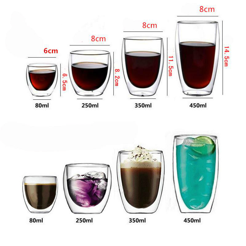 Slyvia Bodum Double Wall Glass Design Beer Wine Glass Mug Tea Juice Insulation Latte Coffee Cup Anti-scald Tazas Para Cafe Vidro