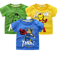 Summer-Boys-T-shirt-Avengers-Marvel-Superhero-Iron-Man-Thor-Hulk-Children-s-Cartoon-Raytheon-T