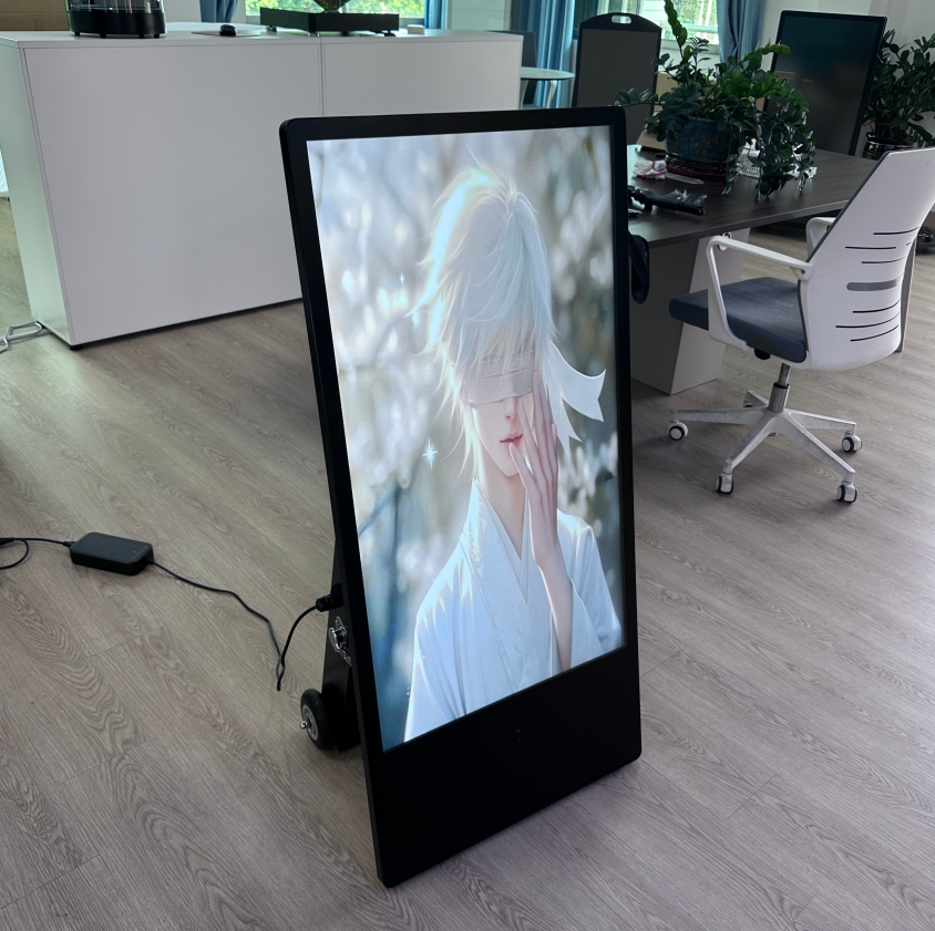 IP65 rated waterproof mobile digital poster for all-weather commercial use