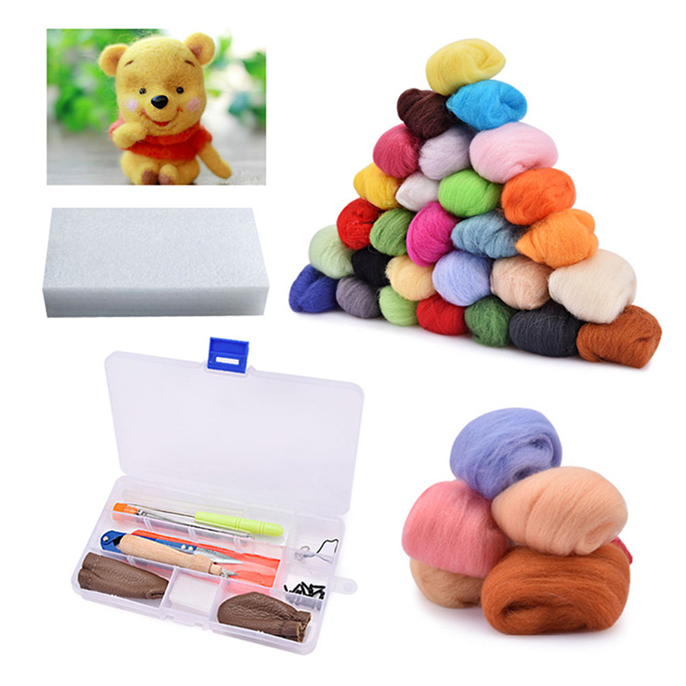 50 Colour Wool Fiber Felting Needles Tool Set Needle Felting Mat Starter DIY Kit Multifunctional Useful Wool Fiber Felting Tools