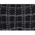 Vintage Plus Size Black Plaid Tweed Skirt Women Midi Long High Waist A-line Knitted Skirt Office Lady Slim Business Work Clothes