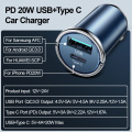 Joyroom 20W Car Charger USB Fast Charger Mini With QC 4.0 3.0 Quick Charge Type C PD Charger For iPhone 12 For Huawei Xiaomi