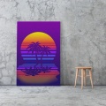 Futuresynth Outrun Retrowave Synthwave Minimal Moon and Palm Vintage Poster Canvas Painting Wall Art Decor Study Home Decoration