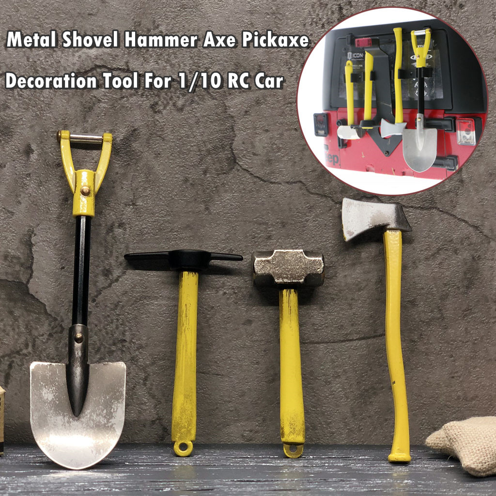 Metal Shovel Hammer Axe Pickaxe Decoration Tool Kit For Scx10 Trx-4 D90 Rc CarRC Car Accessories RC Parts High Quality