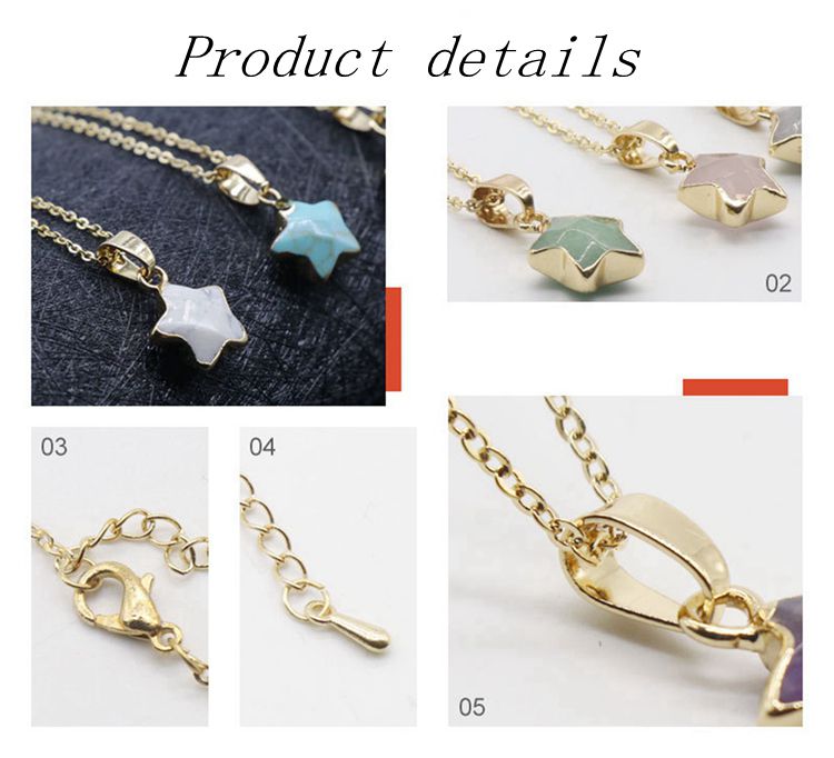 Natural crystal agate cut five pointed star Phnom Penh Pendant Necklace charming fresh and exquisite women