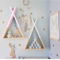 Wood Shelf Display Triangle Wall Frame Storage Holders Racks Decorate for Living Room Bedroom Children Room Storage Rack