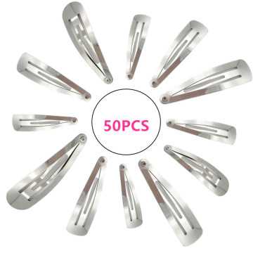 50pcs/pack Silver Tone Snap Hair Clips Craft Bow-Nickel Plated 30/40/50mm Barrette Slide Blanks for Kid DIY Decoration Hot