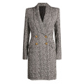 HIGH STREET Newest Fall Winter 2021 Designer Coat Women's Double Breasted Lion Buttons Herringbone Wool Blends Coat