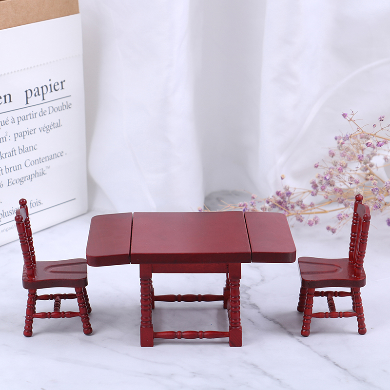 Hot sale 1Set 1:12 Dollhouse Miniature Folding Dining Table Chair Doll House Wooden Furniture Toy