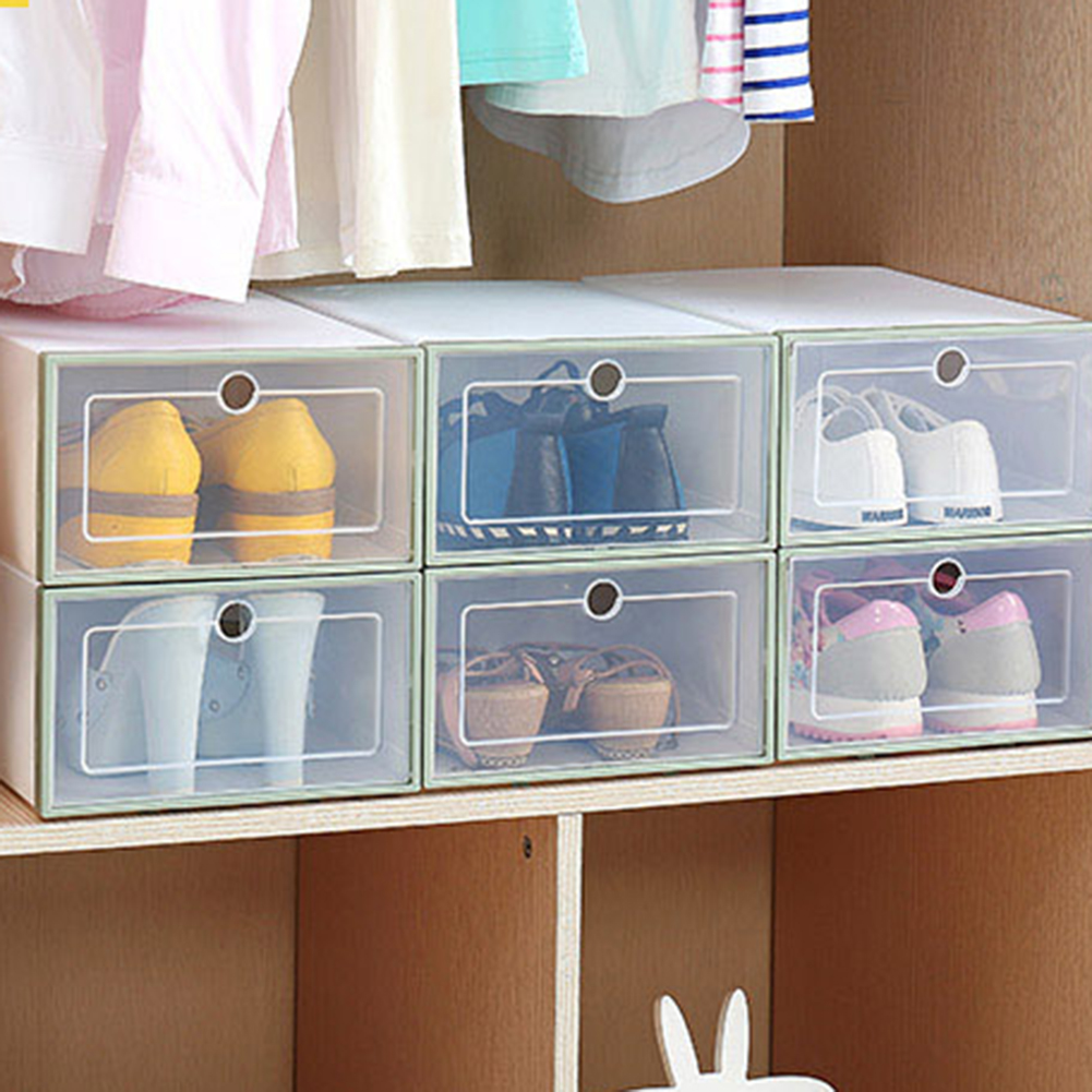 1Pc PP Stackable Dustproof Shoes Box Transparent Shoe Storage Boxes Drawer Rectangle Organizer Divider Home meuble de rangement