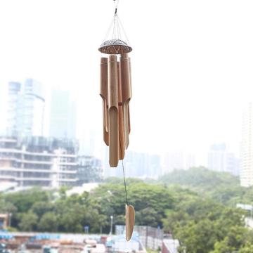 Pastoral Yard Garden Wooden Tubes Bell Windchime Hanging Ornament Craft Nature Bamboo Wind Chimes Home Decor Wind Chimes Pendant