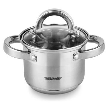 Stainless Steel Binaural Cooking Pots 12CM 1L Milk Pan Kitchen Articles Suitable For Induction Cooker Gas F1001