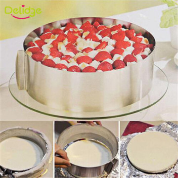 2Pcs/Set Stainless Steel Adjustable Cake Mousse Ring 3D Round & Square Mold Decorating Baking Tools