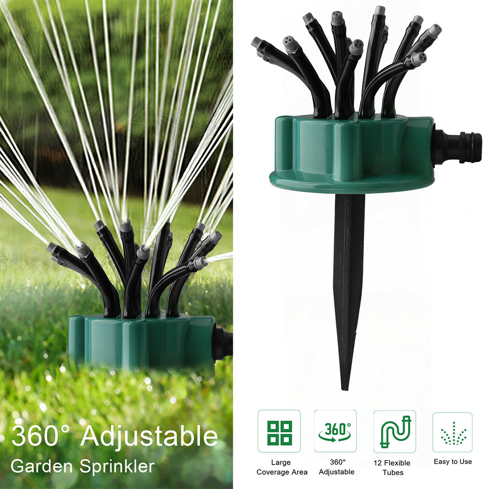 2020 Household 12 Flexible Tubes Water Sprinkler Adjustable Watering Sprayer System Tools Garden Yard Lawn Garden Sprinklers