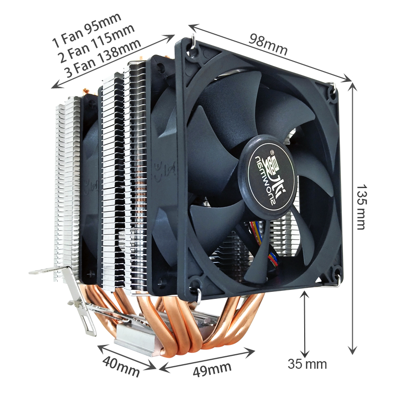 SNOWMAN 6 Heat Pipes PC Quiet CPU Cooler 4Pin PWM 90mm Fan for Intel LGA 775 1150 1151 1155 1366 AMD AM4 AM3 AM2 CPU Cooling Fan