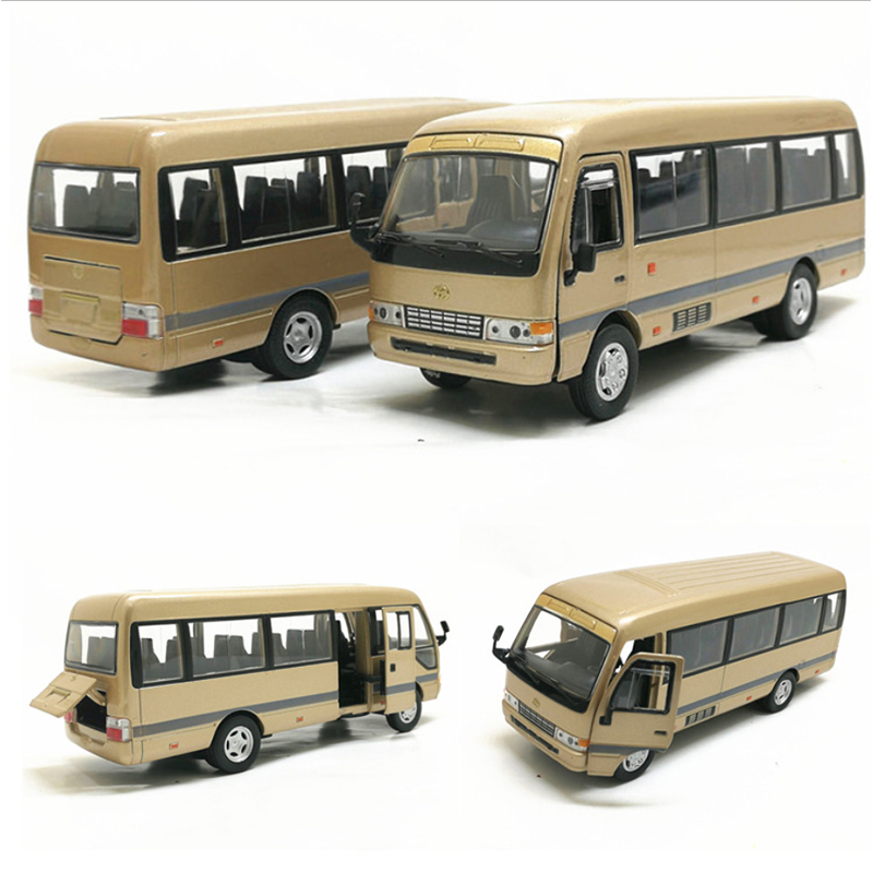 High quality 1:32 Alloy Coaster Pull Back Car Model High imitation Sightseeing Bus With Sound and Flash Toy Vehicle V009