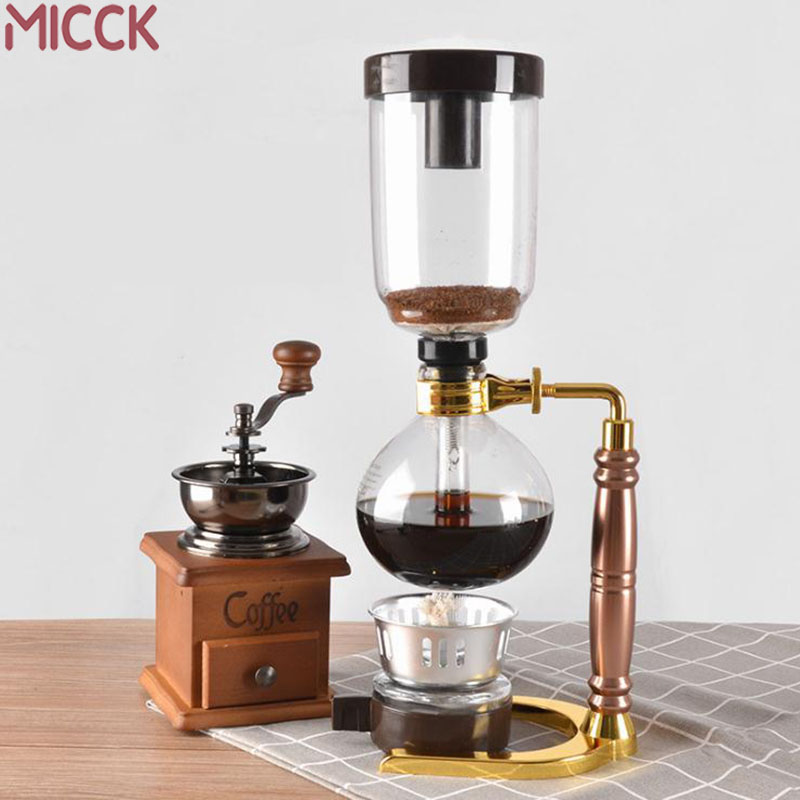 MICCK High Quality 3 Cups Syphon Pots Coffee Kettle pot Set Filter Syphon Coffee Maker Tea Siphon Heat-Resistant Household Pot