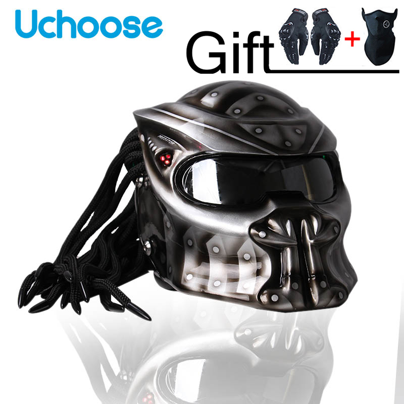 Motorcycle Predator Helmet Creativity Full Face Helm Flexible Strip Lighting Bring Own Hair Eye-catching Quality Colored Lenses