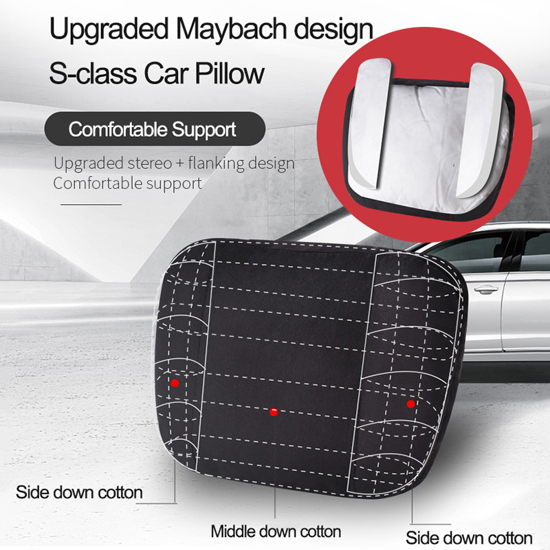 JINSERTA Maybach Design Car Headrest Neck Pillow Updated S-class Waist Pillow Seat Support Cushion Travel Pillow Accessories