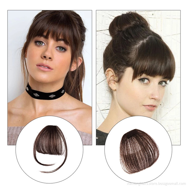 Popular Air Bangs Hairpiece Neat Thin 100% Real Human Hair Bangs Extensions Clip In Bangs Fringe For Women