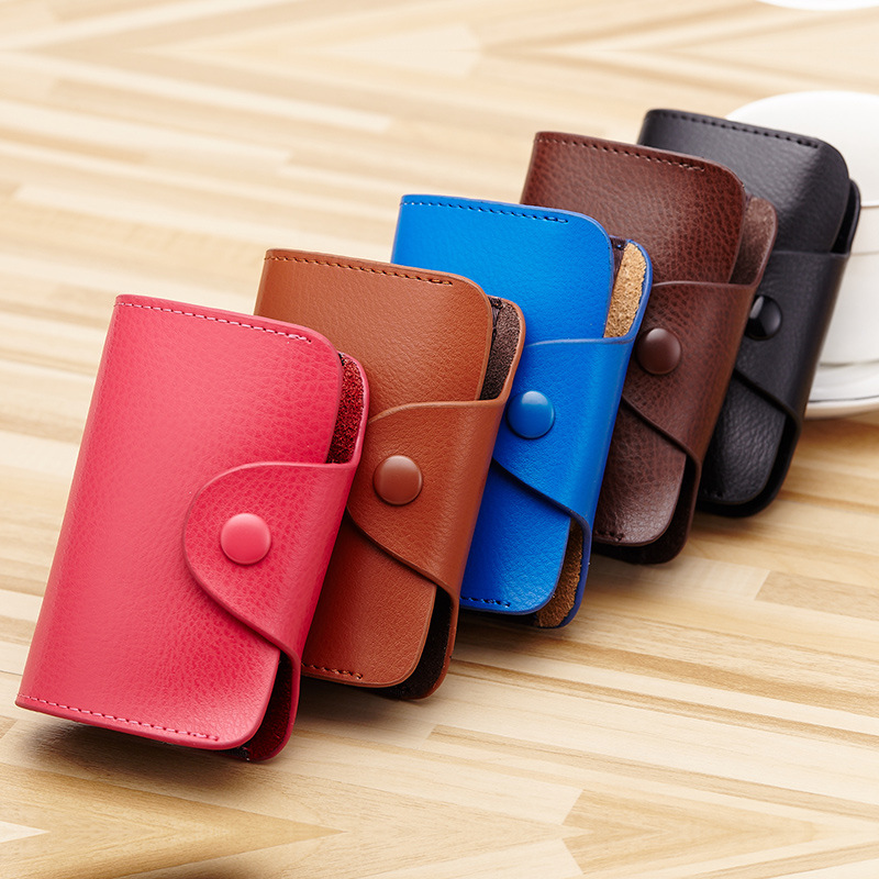 1pc New Leather Card Holder Sticker Men Portable Wallet Business ID Card Case Holder Bank Credit Card Purse Women's Storage Bags