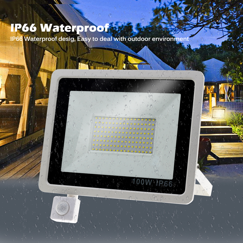 220V LED FloodLight PIR Motion Sensor Reflector LED Flood Light Waterproof IP66 Spotlight Wall Outdoor Lighting White Warm White