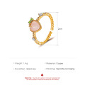 ZYZQ Sweet Pink Peach Ring Summer Fresh Love Artificial Opal Opening Adjustable Index Finger Ring