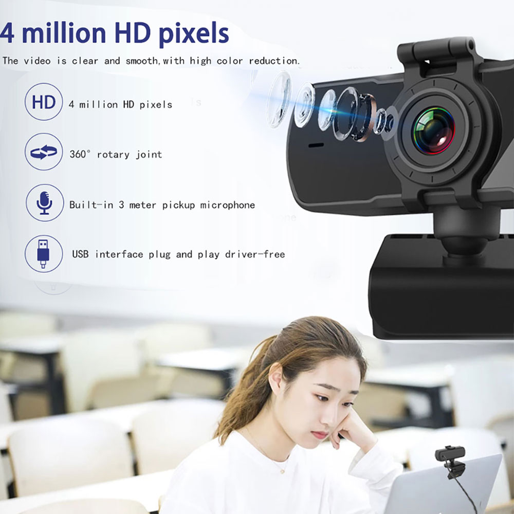 TISHRIC 2K HD Webcam Autofocus Web Camera With Microphone Usb Webcam Full Hd 1080P Web Cam Camara PC Web Camera For Computer