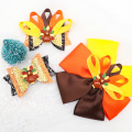 Thanksgiving Day 3'' Glitter Hair Bows for Girls Lovely Cartoon Turkey Hairpin Ribbon Bowknot Hair Clips Girls Hair Accessories