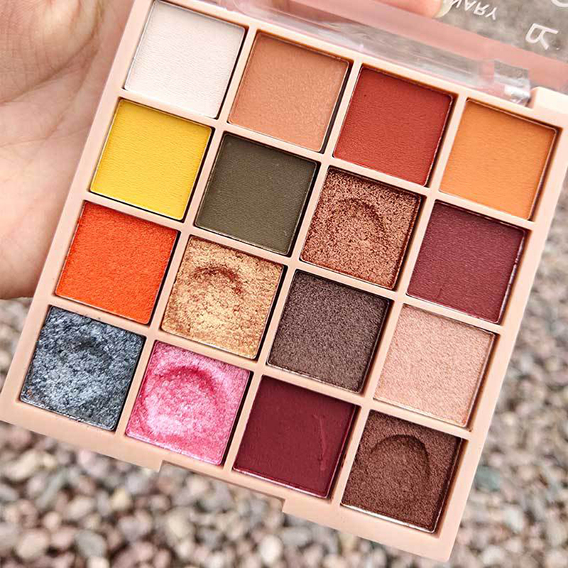 16 Colors Glitter Eyeshadow Palette Natural Makeup Eyeshadow Bright Warm Eye Makeup Glam Eyeshadow Base Nude Eyeshadow Set