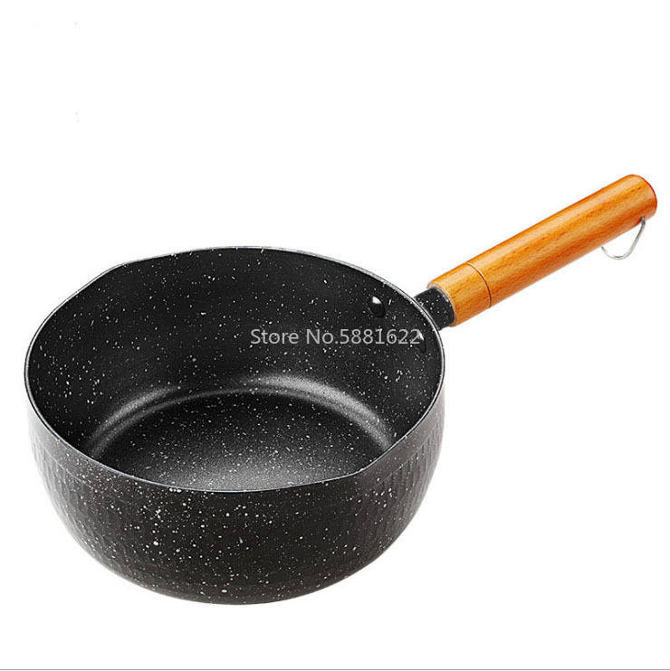Pans 18/20 CM Soup Stock Pots Maifan Stone Cookware with Wooden Handle Milk Pot Universal Frying Pan Kitchen Pot Frying Pan